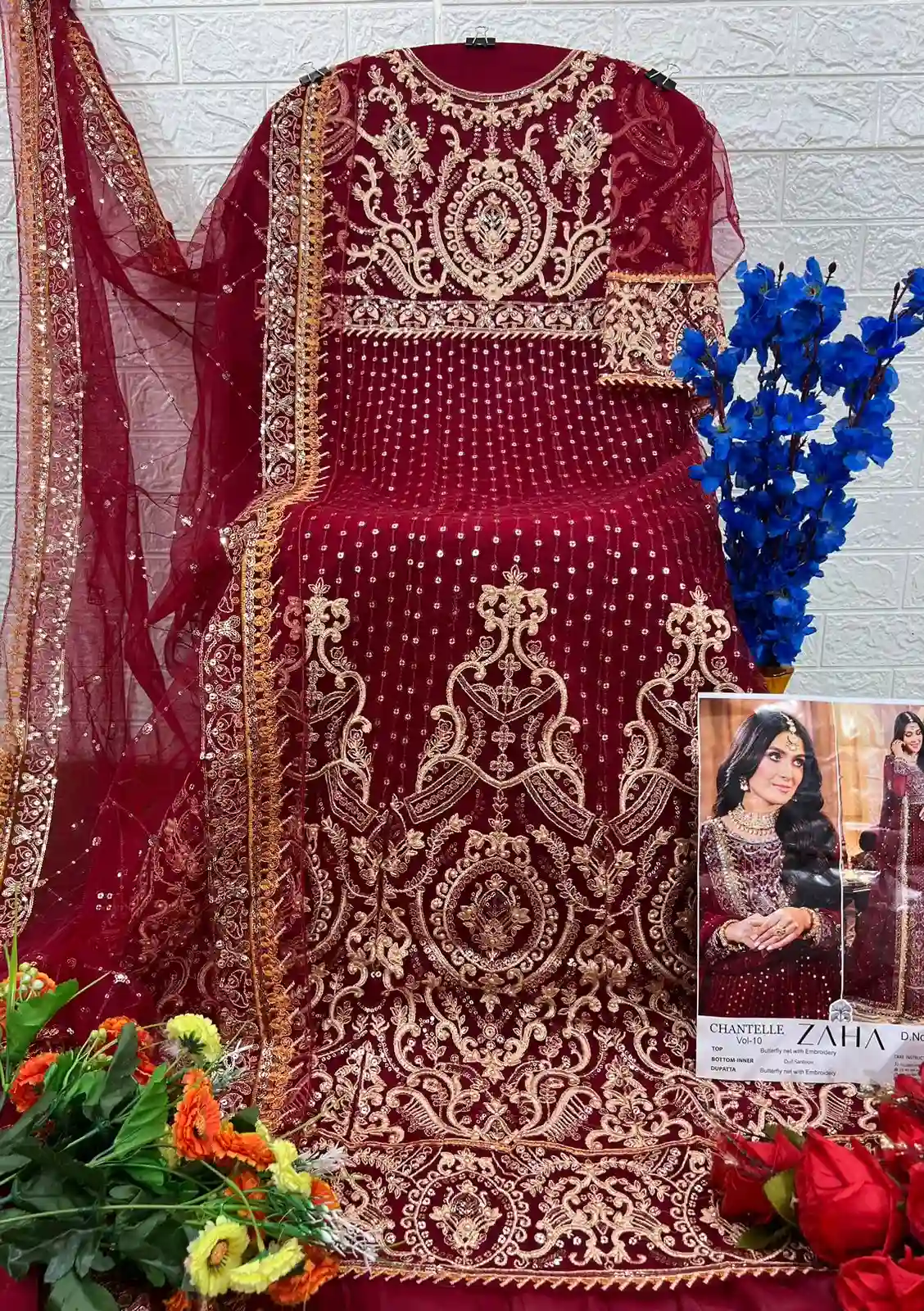 Zaha Chantelle Vol 10 Butterfly Net Wholesale Pakistani Salwar Suit Catalog — Wholesale Pakistani Suits, MPA wholesale from Surat — Photo 5